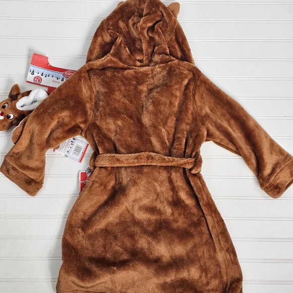 Rudolph Character Plush Hooded Robe & Slipper Set Toddler Size 2T-3T NWT - Picture 6 of 9
